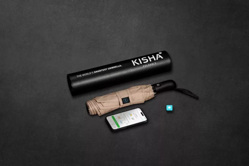 KISHA Foldable Beige Smart Umbrella