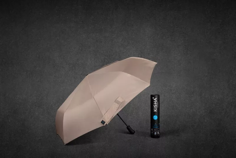 KISHA Foldable Beige Smart Umbrella - Image 2