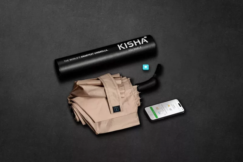 KISHA Foldable Beige Smart Umbrella - Image 3