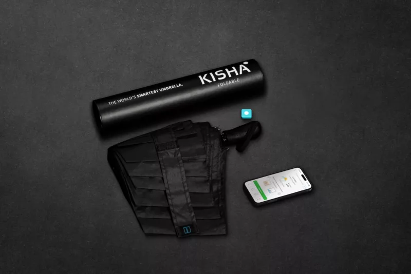 KISHA Foldable Black Smart Umbrella - Image 3