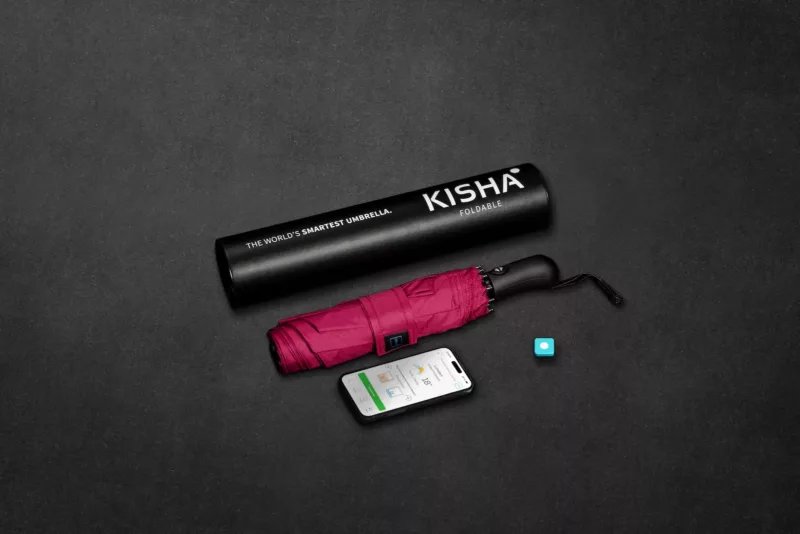KISHA Foldable Bordeaux Smart Umbrella