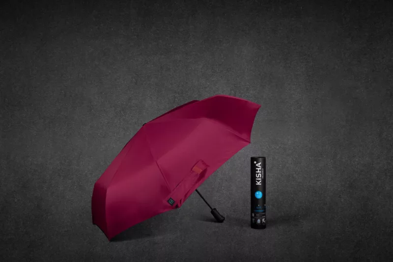 KISHA Foldable Bordeaux Smart Umbrella - Image 2