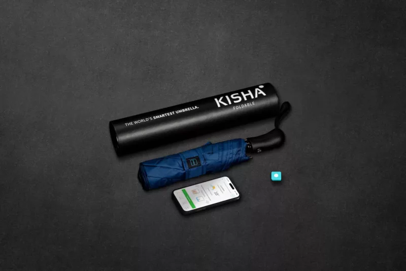 KISHA Foldable Navy Blue Smart Umbrella