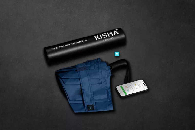 KISHA Foldable Navy Blue Smart Umbrella - Image 3