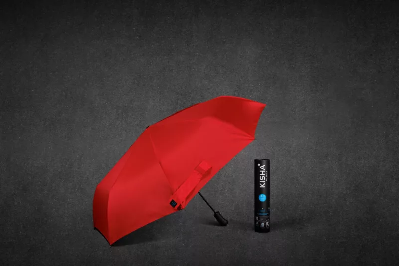 KISHA Foldable Red Smart Umbrella - Image 2