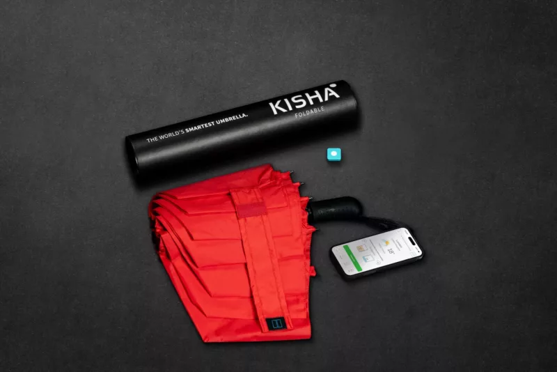 KISHA Foldable Red Smart Umbrella - Image 3